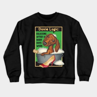 Dachshund in metal bath tub Crewneck Sweatshirt